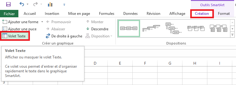 créer un organigramme avec SmartArt sur Excel 2016